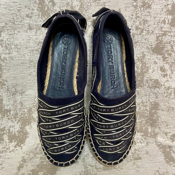 Tory Burch Tory Ribbon Espadrille in Perfect Navy/New Ivory - Picture 6 of 9